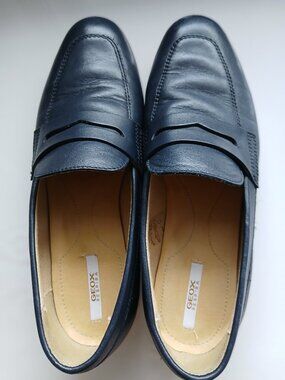 Geox Dark Blue Genuine Leather Women's Loafers Size 6